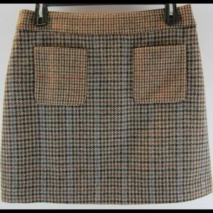 J Crew houndstooth wool mini skirt